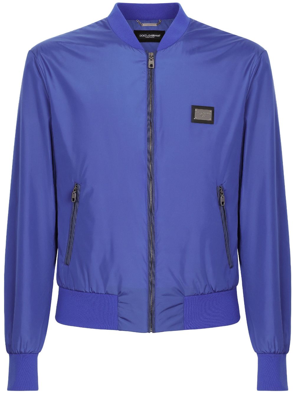 Dolce & Gabbana DG Essentials logo-plaque bomber jacket - Blue von Dolce & Gabbana