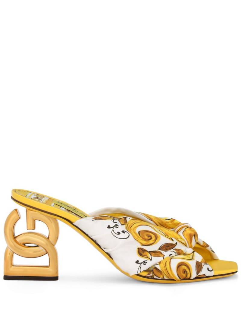 Dolce & Gabbana DG Pop 75mm Majolica-print mules - Yellow von Dolce & Gabbana