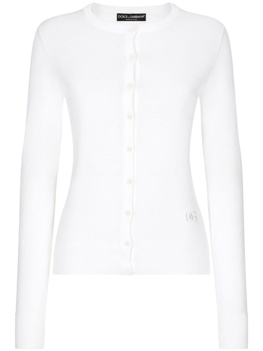 Dolce & Gabbana DG-embroidered fine-knit cardigan - White von Dolce & Gabbana