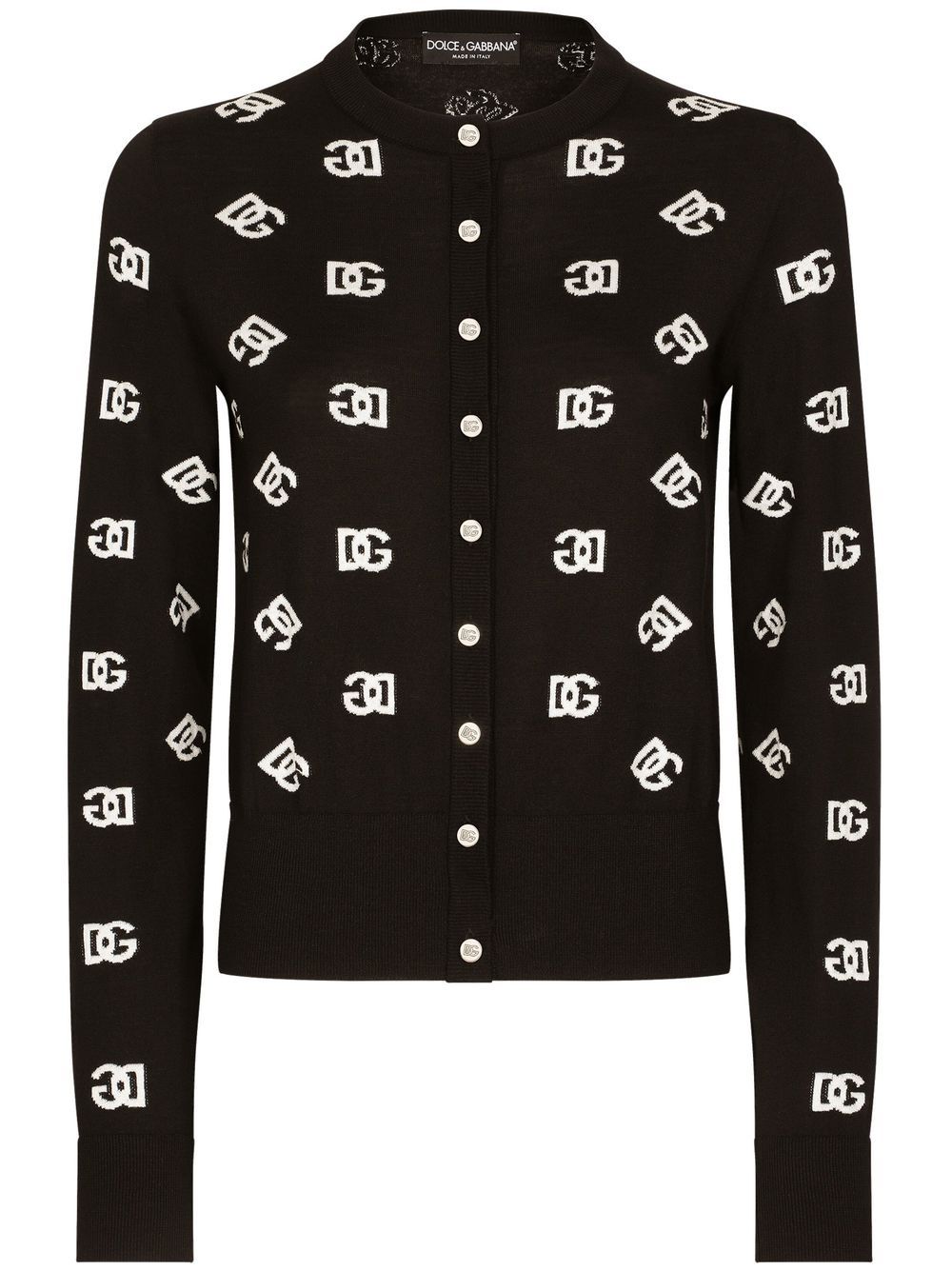 Dolce & Gabbana DG-logo wool-silk cardigan - Black von Dolce & Gabbana