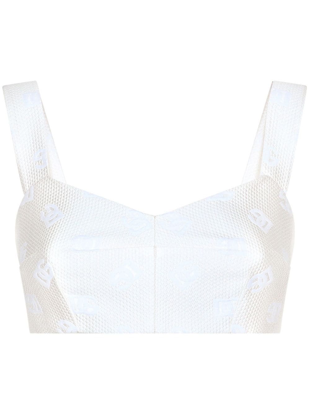 Dolce & Gabbana DG jacquard cropped top - White von Dolce & Gabbana