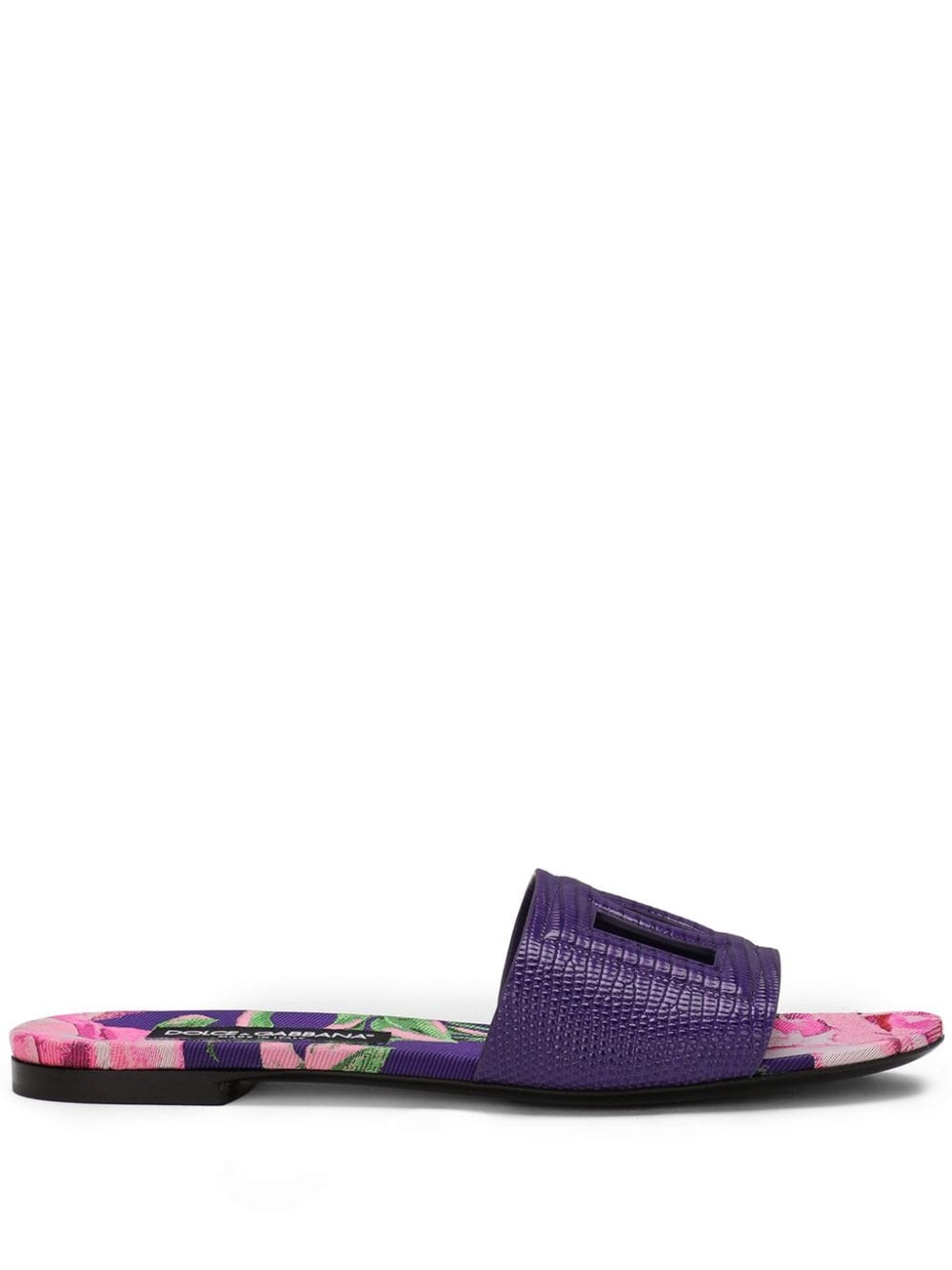 Dolce & Gabbana DG lizard-effect leather slides - Purple von Dolce & Gabbana