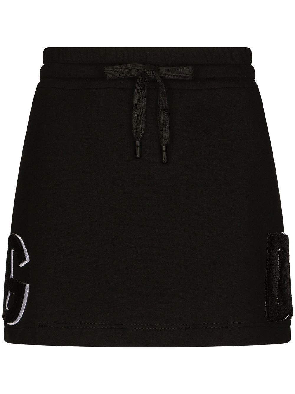 Dolce & Gabbana logo-patch jersey miniskirt - Black von Dolce & Gabbana