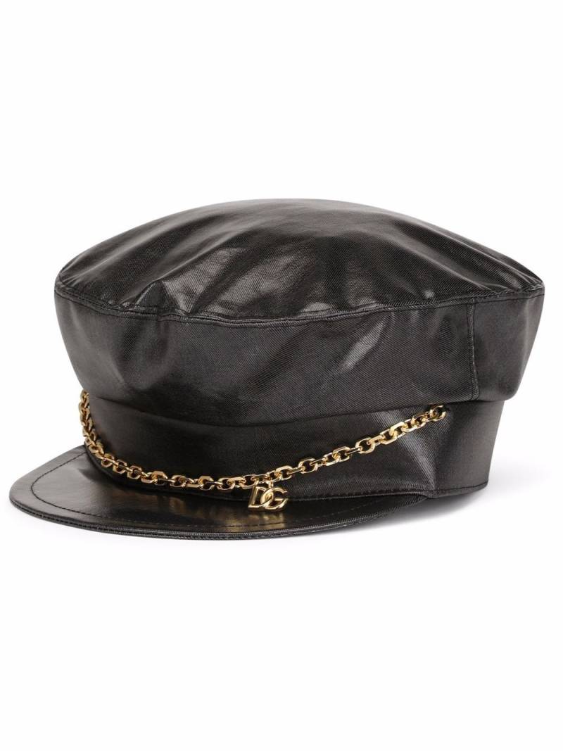 Dolce & Gabbana DG-logo baker boy hat - Black von Dolce & Gabbana