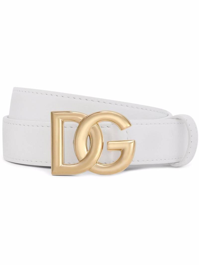 Dolce & Gabbana DG-logo leather belt - White von Dolce & Gabbana