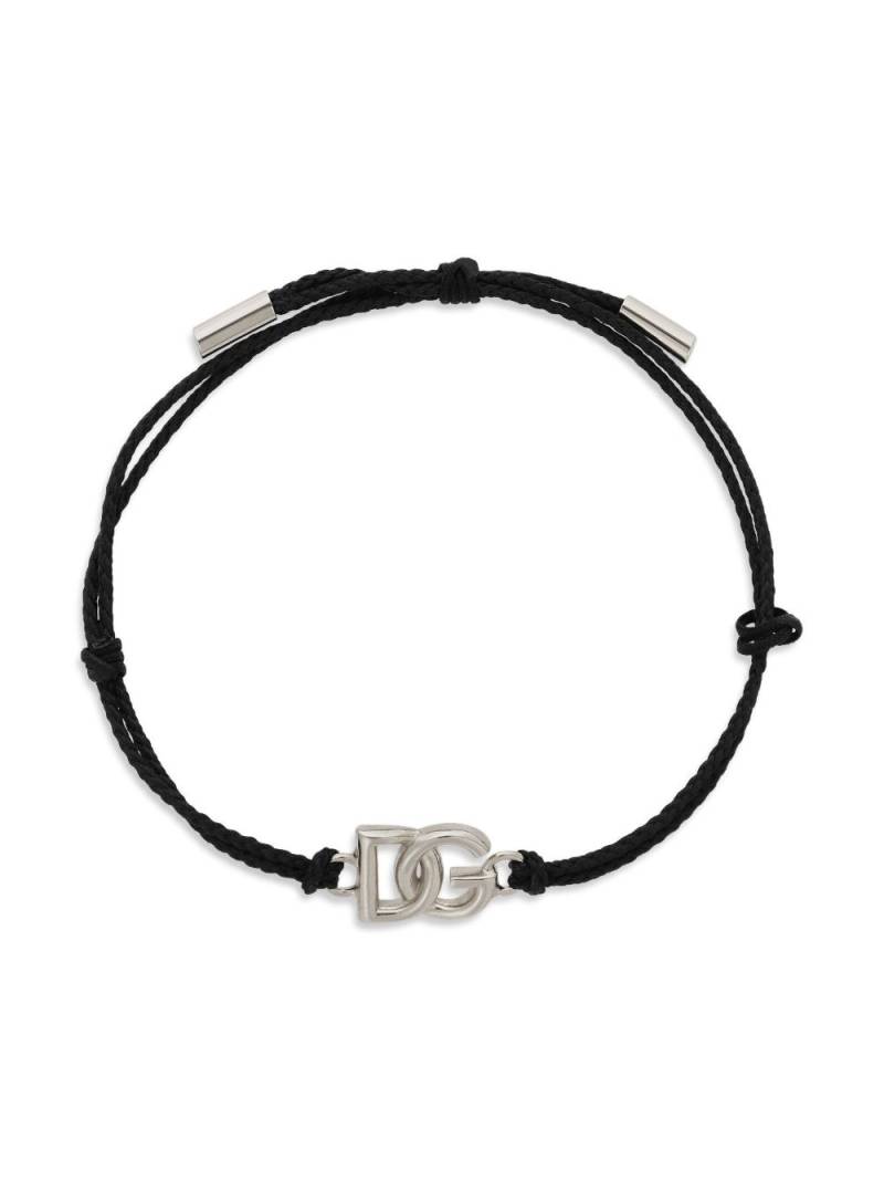 Dolce & Gabbana DG logo charm cord bracelet - Silver von Dolce & Gabbana