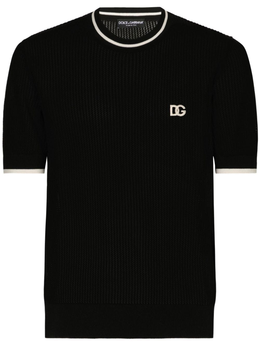 Dolce & Gabbana DG logo-embroidered cotton T-shirt - Black von Dolce & Gabbana