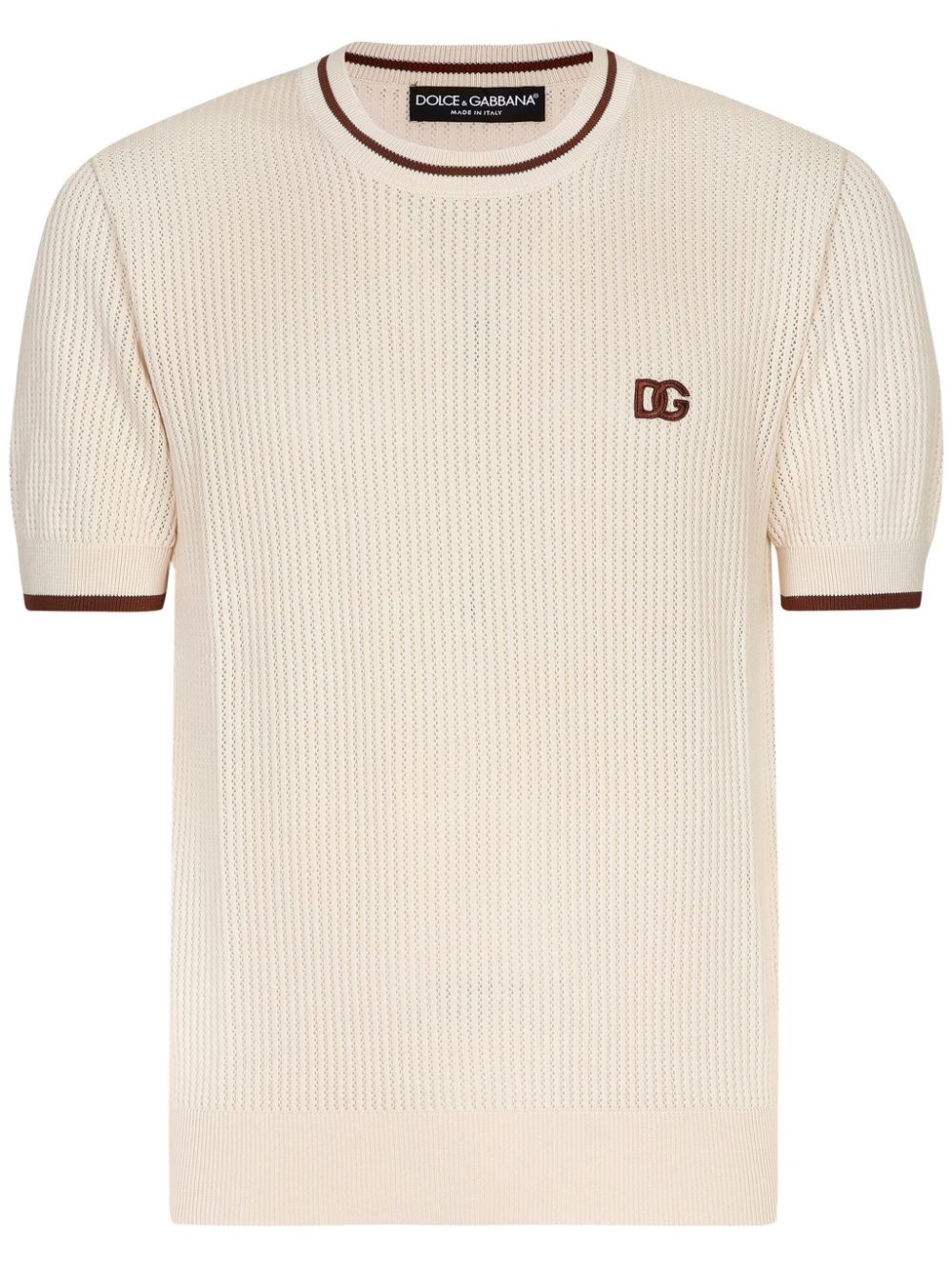 Dolce & Gabbana DG logo-embroidered cotton T-shirt - Neutrals von Dolce & Gabbana