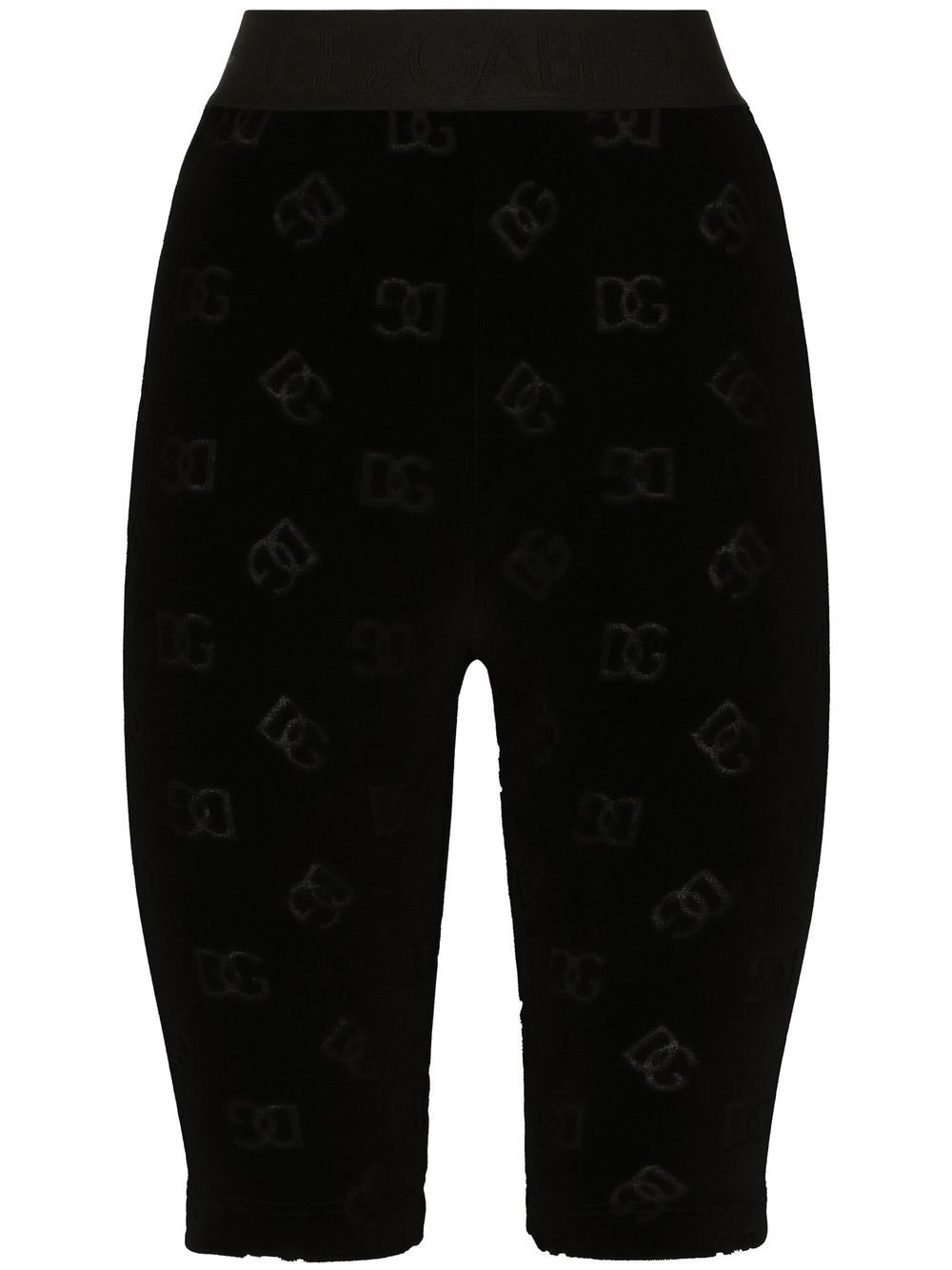 Dolce & Gabbana DG-logo flocked cycling shorts - Black von Dolce & Gabbana