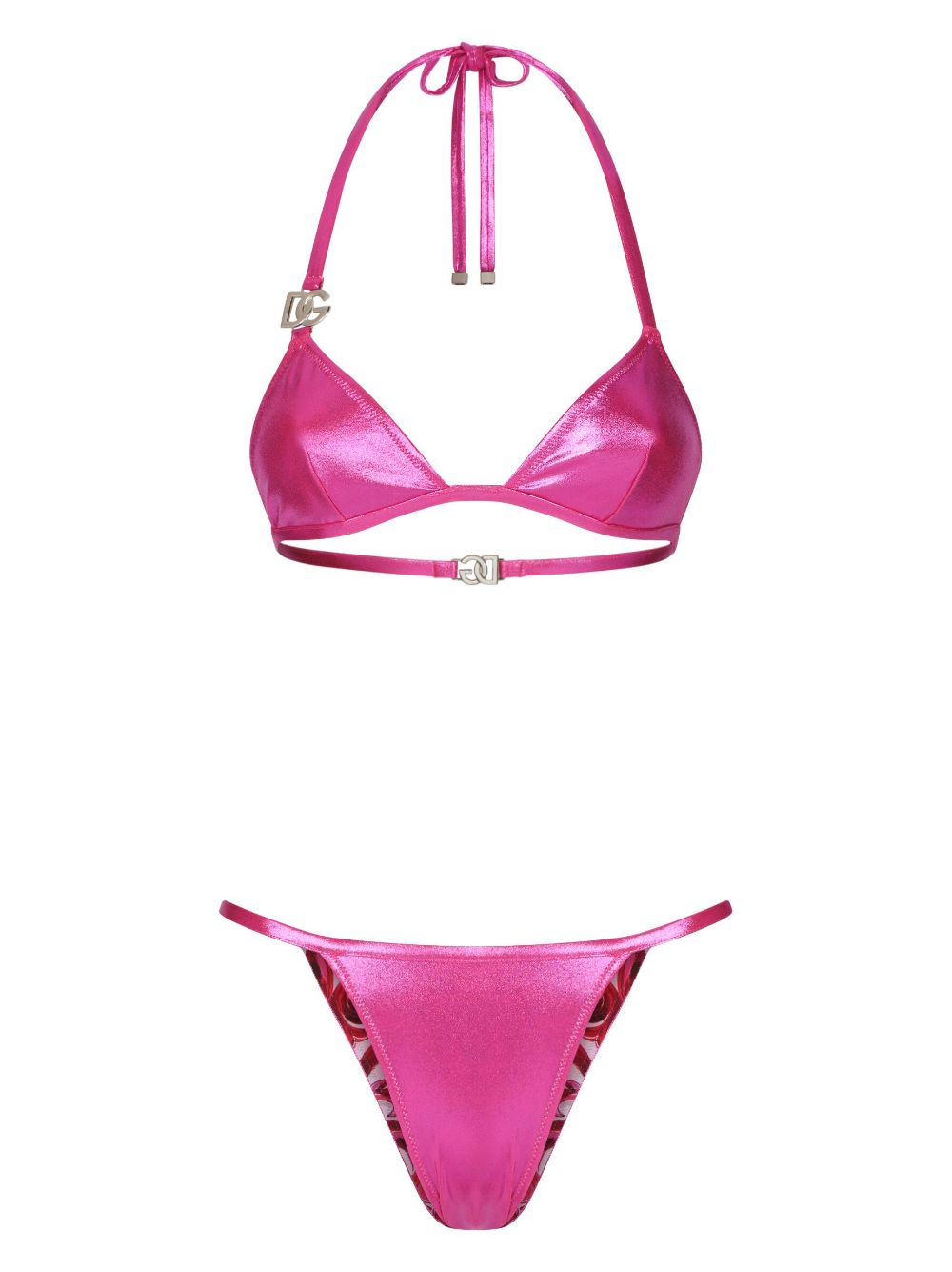 Dolce & Gabbana DG-logo high-shine bikini set - Pink von Dolce & Gabbana