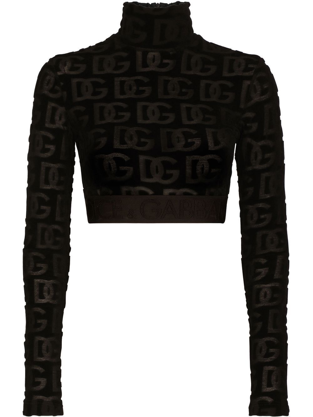 Dolce & Gabbana DG-logo jacquard crop top - Black von Dolce & Gabbana