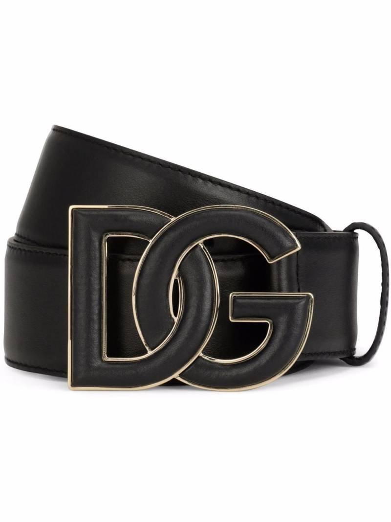 Dolce & Gabbana DG-logo leather belt - Black von Dolce & Gabbana