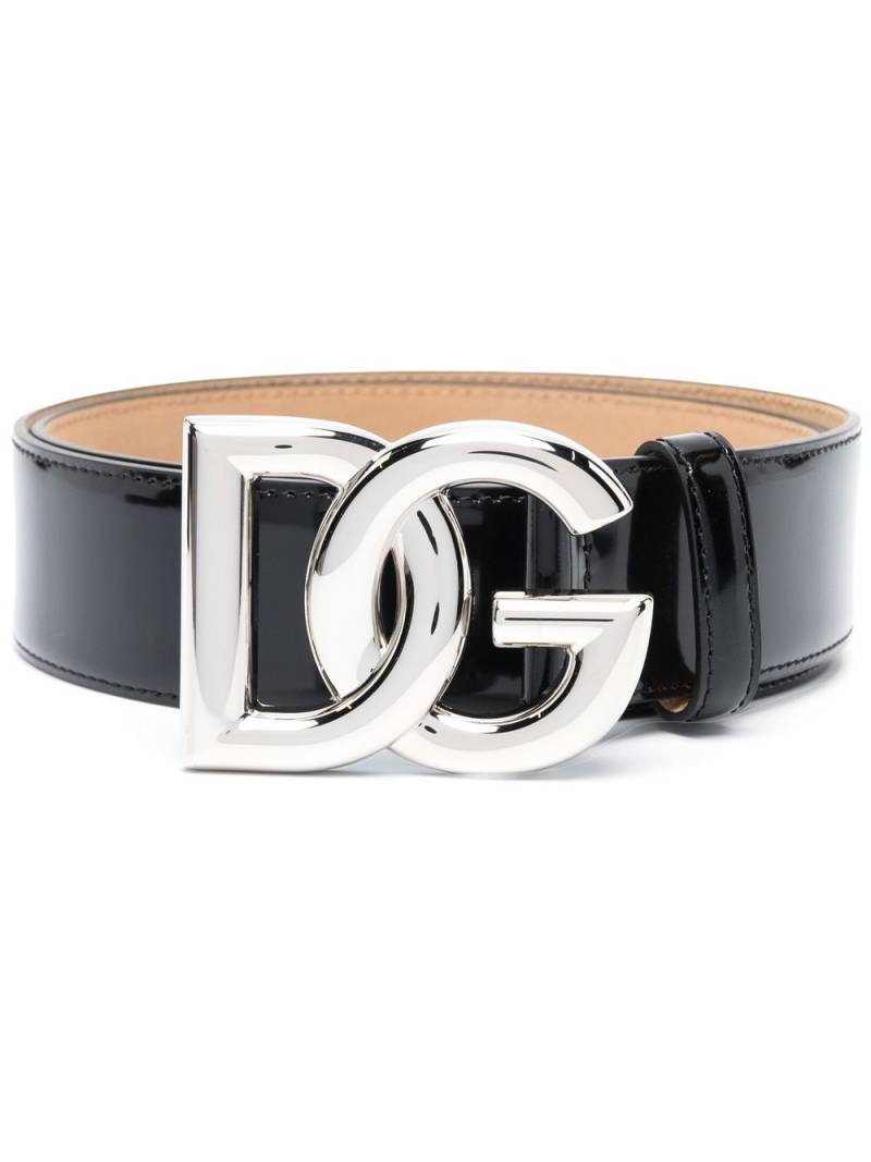 Dolce & Gabbana DG-logo leather belt - Black von Dolce & Gabbana