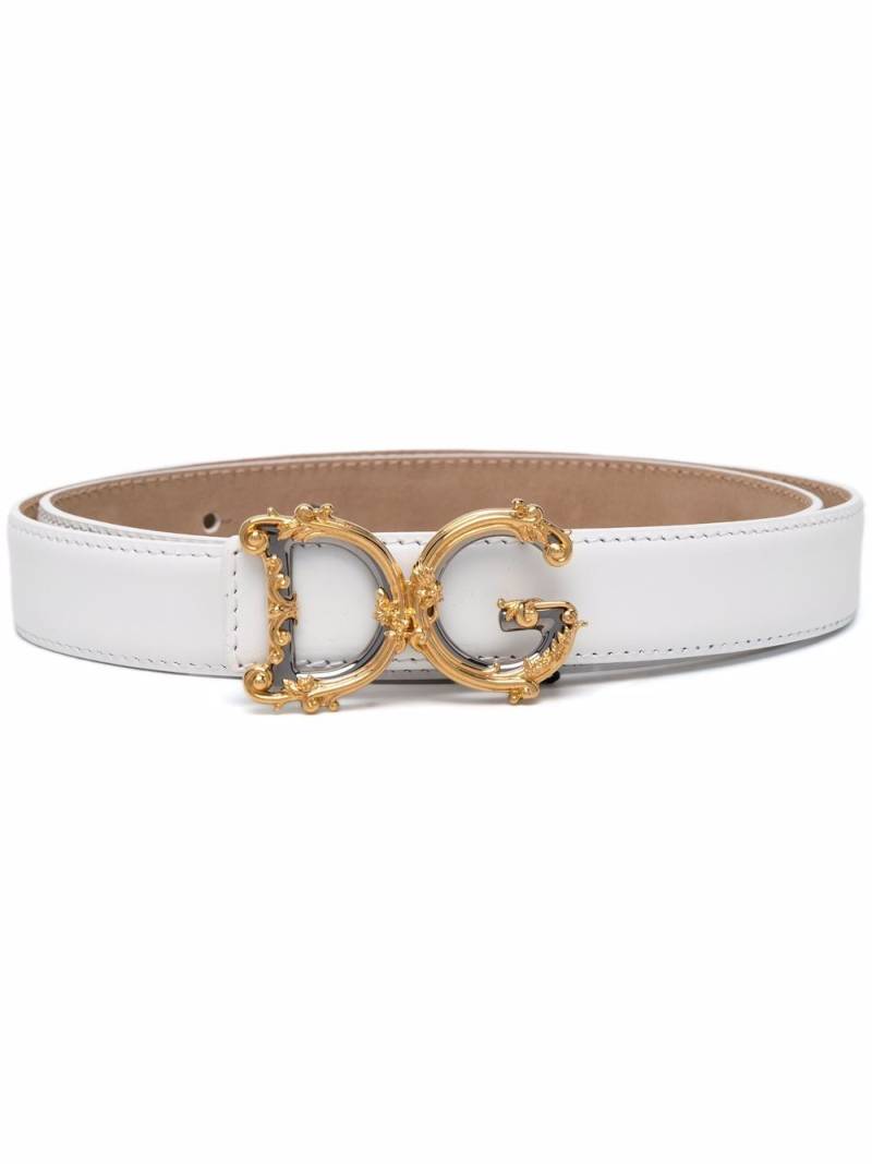 Dolce & Gabbana DG-logo leather belt - White von Dolce & Gabbana