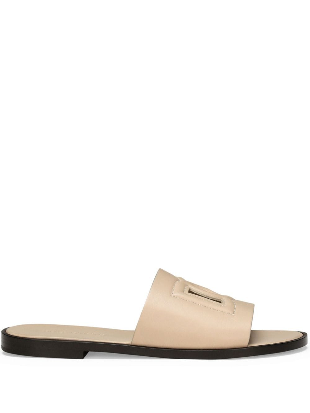 Dolce & Gabbana DG-logo leather slides - Neutrals von Dolce & Gabbana