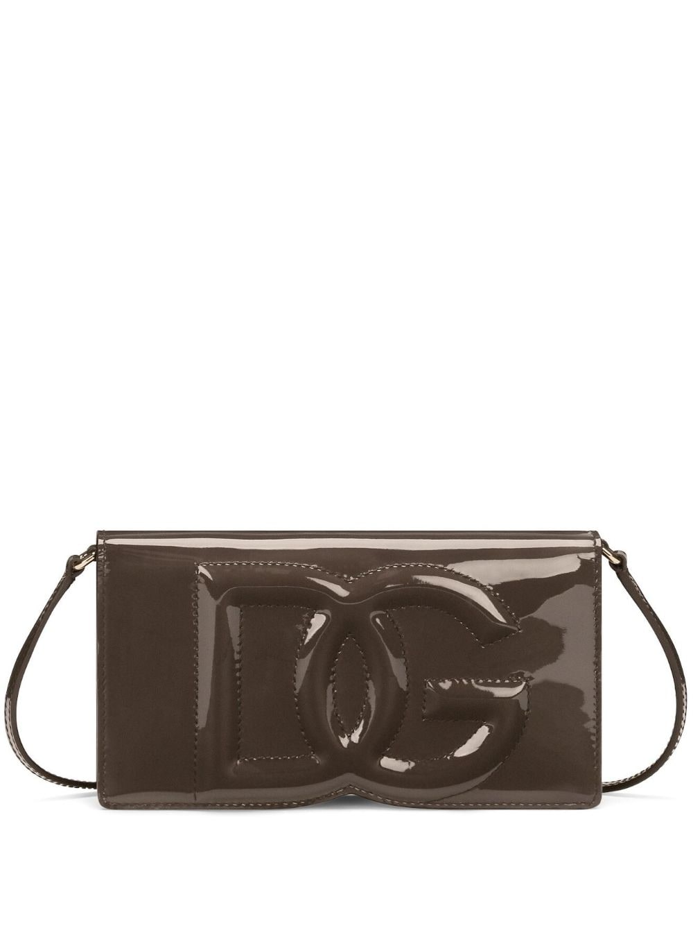 Dolce & Gabbana DG-logo patent-leather shoulder bag - Brown von Dolce & Gabbana