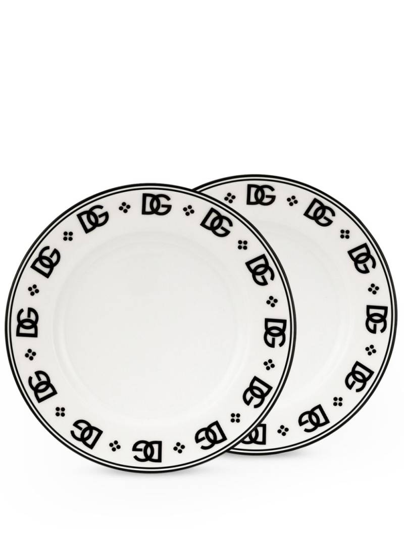 Dolce & Gabbana DG logo porcelain plate (set of two) - White von Dolce & Gabbana