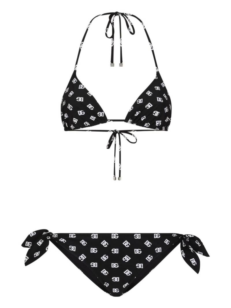 Dolce & Gabbana DG-logo print triangle-cup bikini set - Black von Dolce & Gabbana