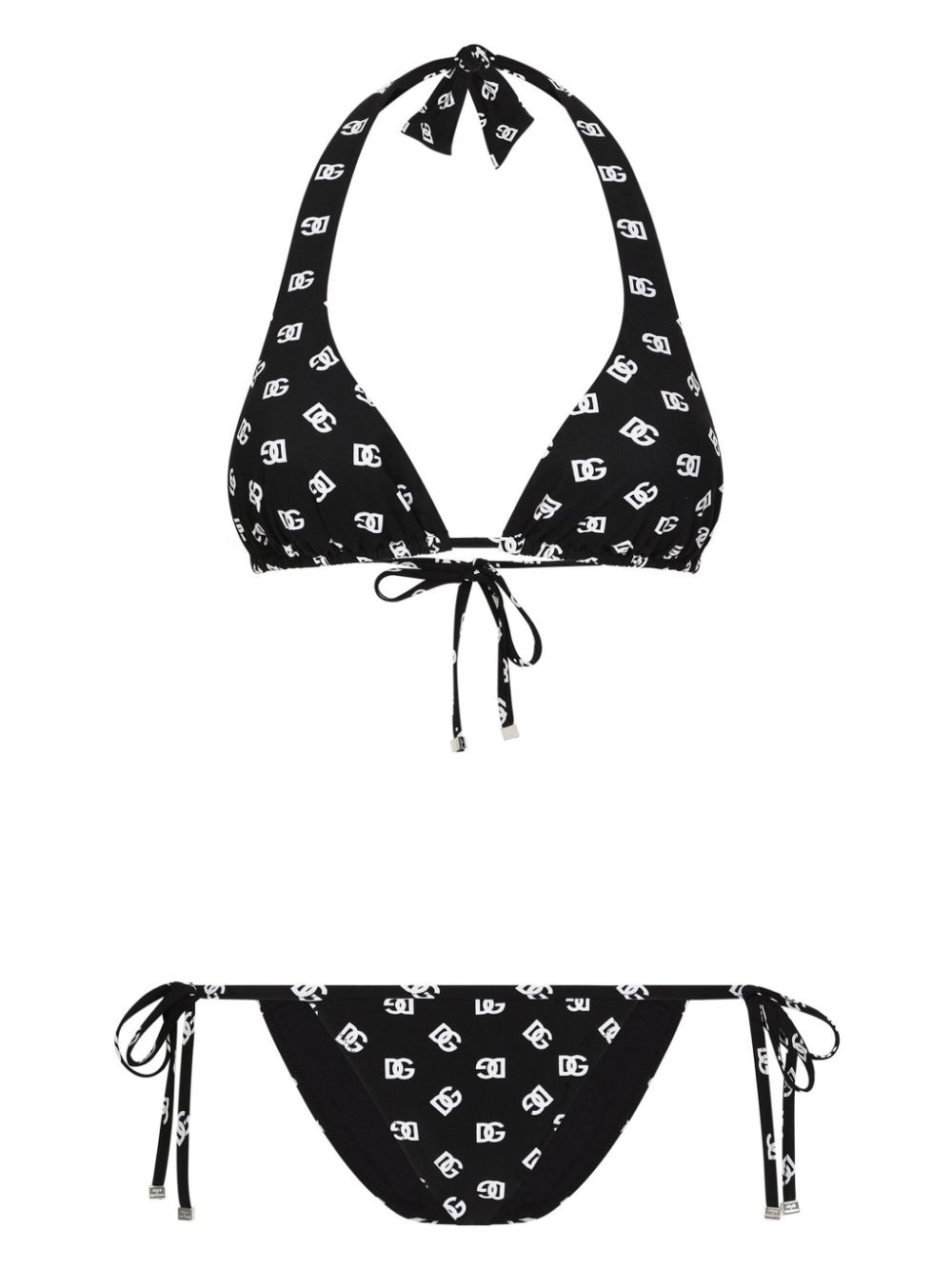 Dolce & Gabbana DG-logo print triangle-cup bikini set - Black von Dolce & Gabbana