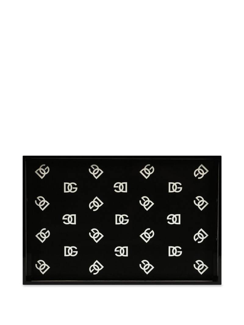 Dolce & Gabbana DG logo-print wood tray - Black von Dolce & Gabbana