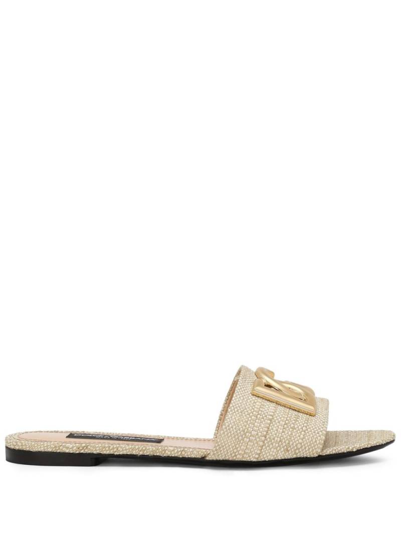 Dolce & Gabbana DG logo raffia sandals - Neutrals von Dolce & Gabbana