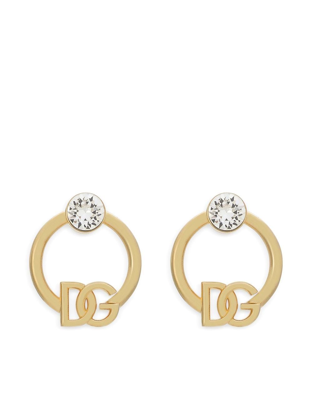 Dolce & Gabbana DG-logo rhinestone-embellished hoop earrings - Gold von Dolce & Gabbana