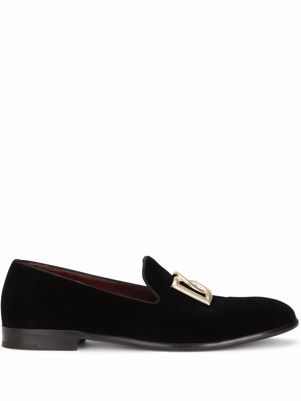 Dolce & Gabbana DG-logo velvet slippers - Black von Dolce & Gabbana