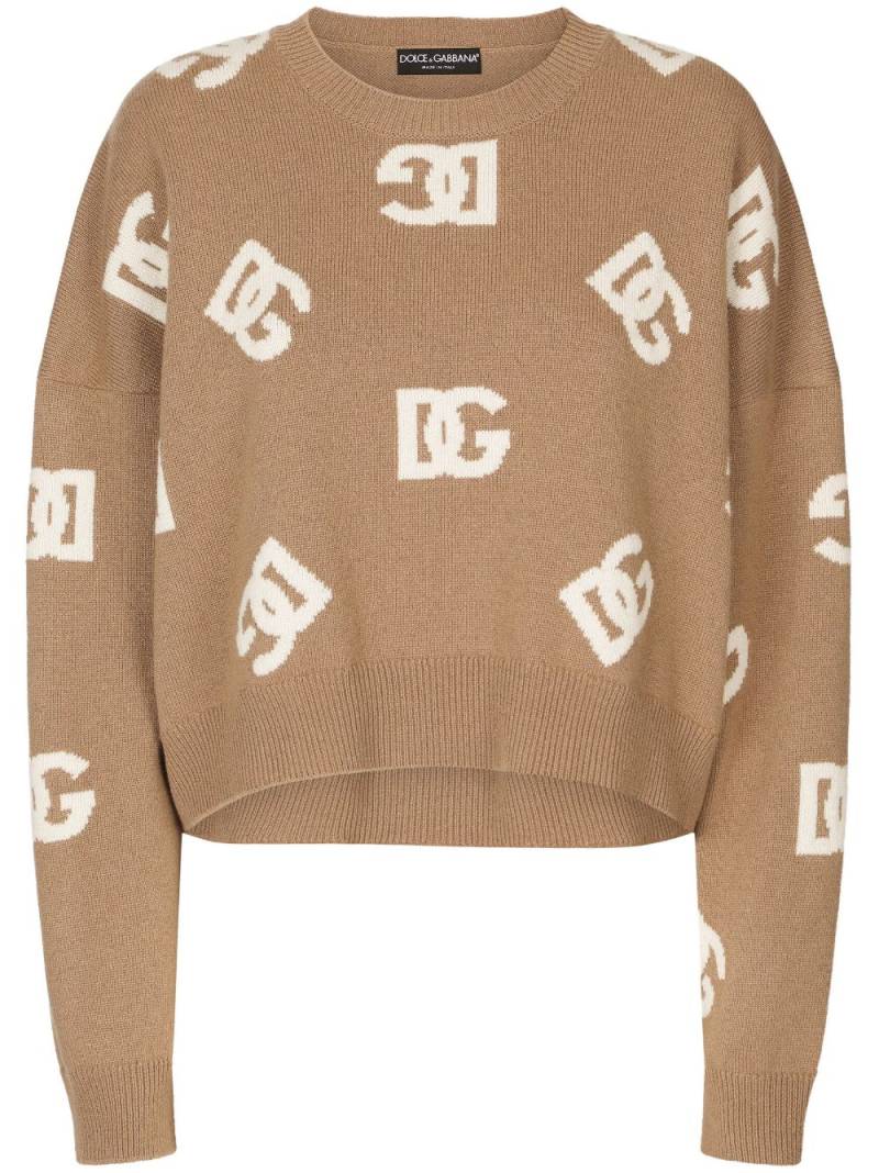 Dolce & Gabbana DG monogram virgin wool jumper - Brown von Dolce & Gabbana