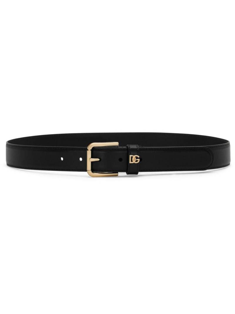 Dolce & Gabbana DG-plaque leather belt - Black von Dolce & Gabbana