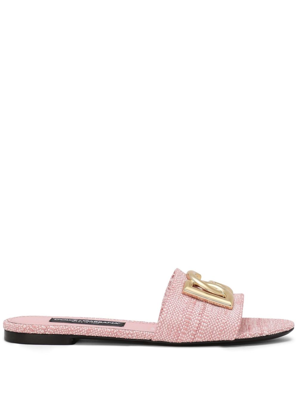 Dolce & Gabbana DG-plaque raffia slippers - Pink von Dolce & Gabbana