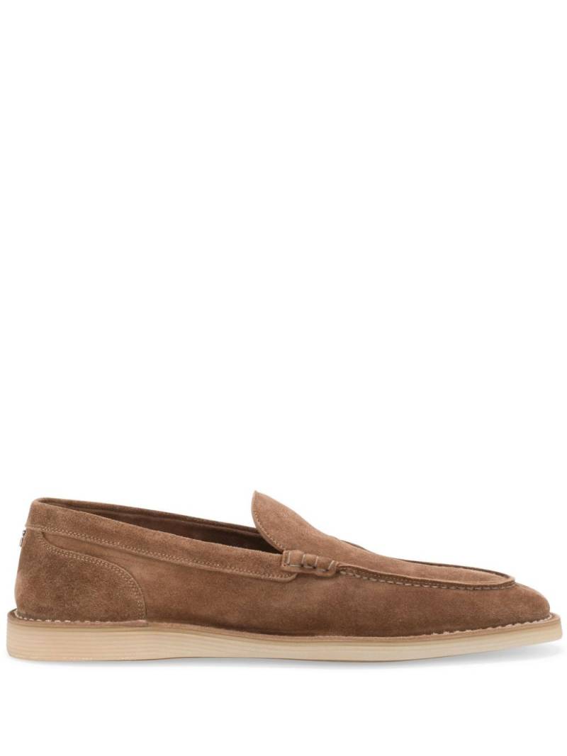 Dolce & Gabbana DG-plaque suede loafers - Brown von Dolce & Gabbana