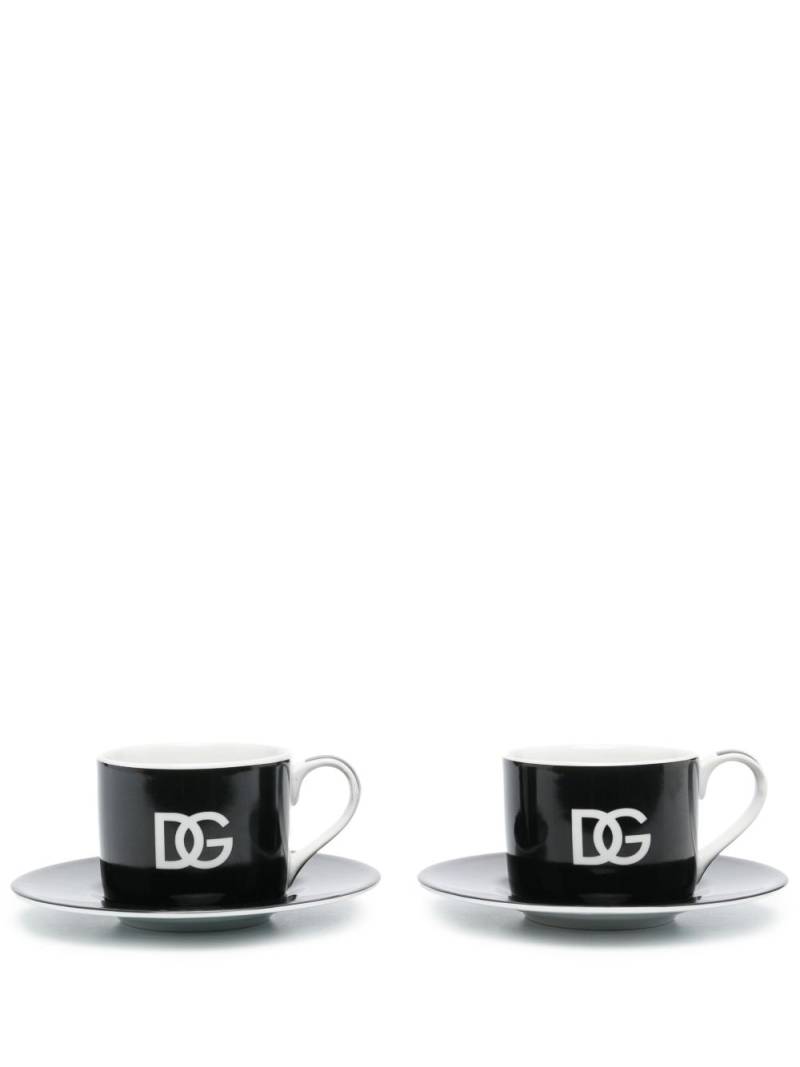 Dolce & Gabbana DG-print ceramic teacups (set of 2) - Black von Dolce & Gabbana