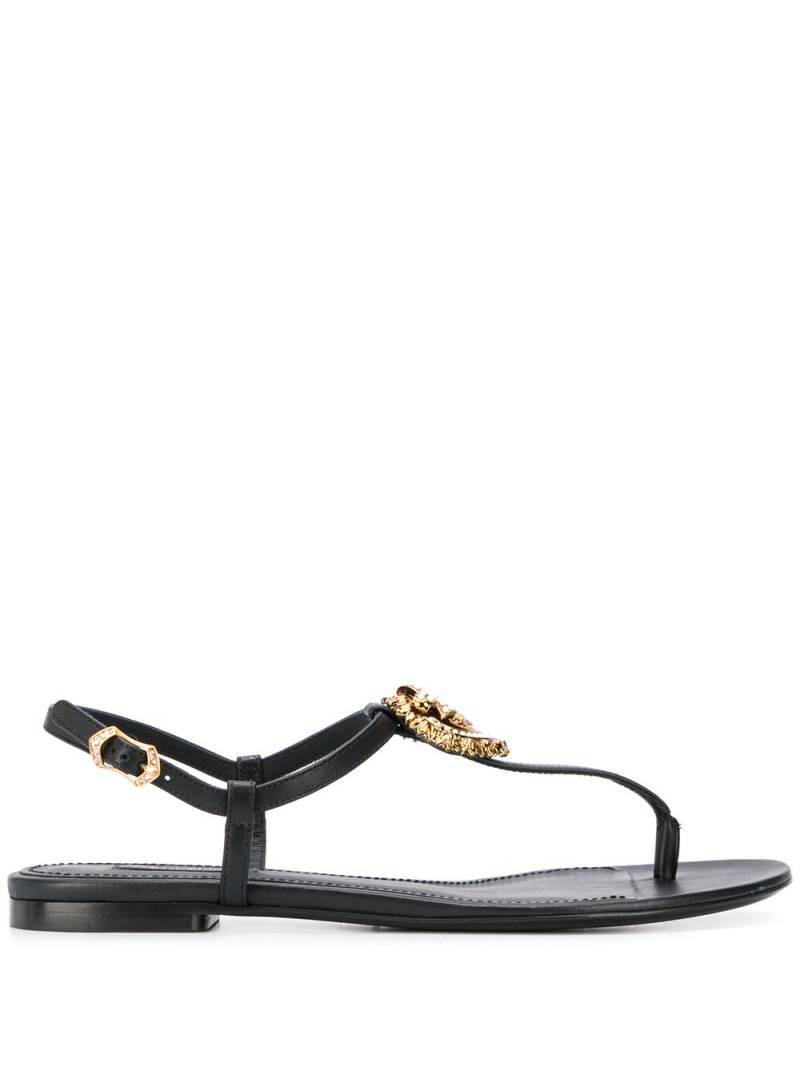 Dolce & Gabbana Devotion leather thong sandals - Black von Dolce & Gabbana