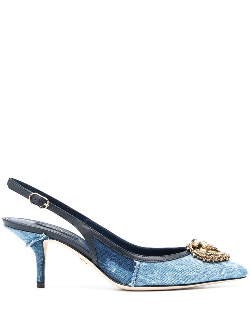 Dolce & Gabbana Devotion 70mm denim slingback pumps - Blue von Dolce & Gabbana