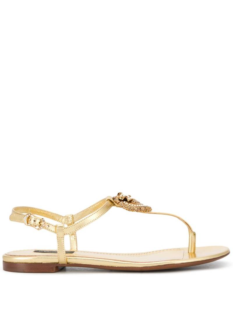 Dolce & Gabbana Devotion leather thong sandals - Gold von Dolce & Gabbana