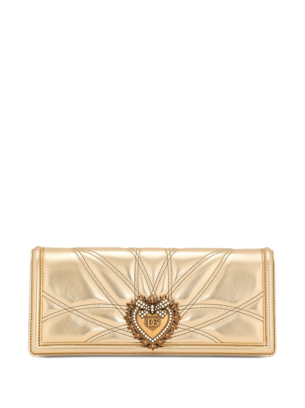 Dolce & Gabbana Devotion metallic-effect leather bag - Gold von Dolce & Gabbana