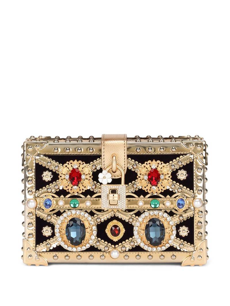 Dolce & Gabbana Dolce Box bejewelled top-handle bag - Gold von Dolce & Gabbana