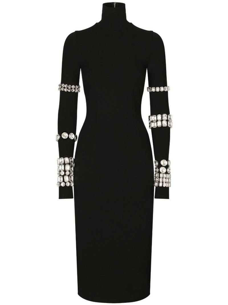 Dolce & Gabbana KIM DOLCE&GABBANA Milano-rib embellished midi dress - Black von Dolce & Gabbana