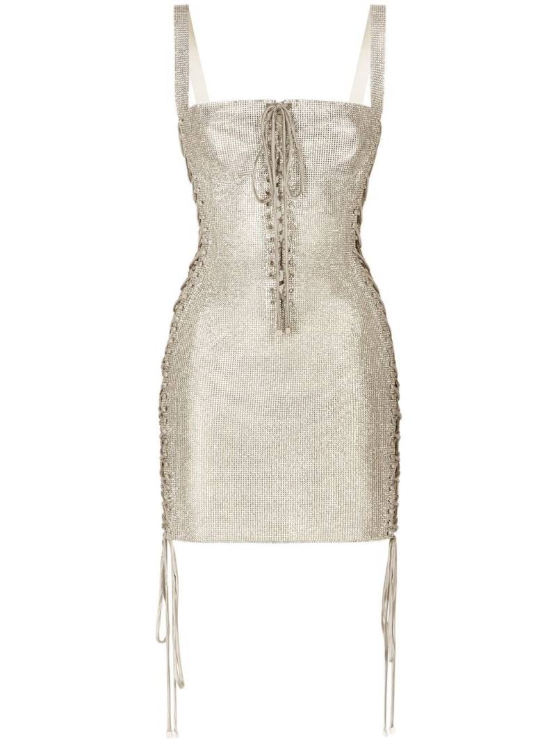 Dolce & Gabbana KIM DOLCE&GABBANA crystal-embellished mesh minidress - White von Dolce & Gabbana