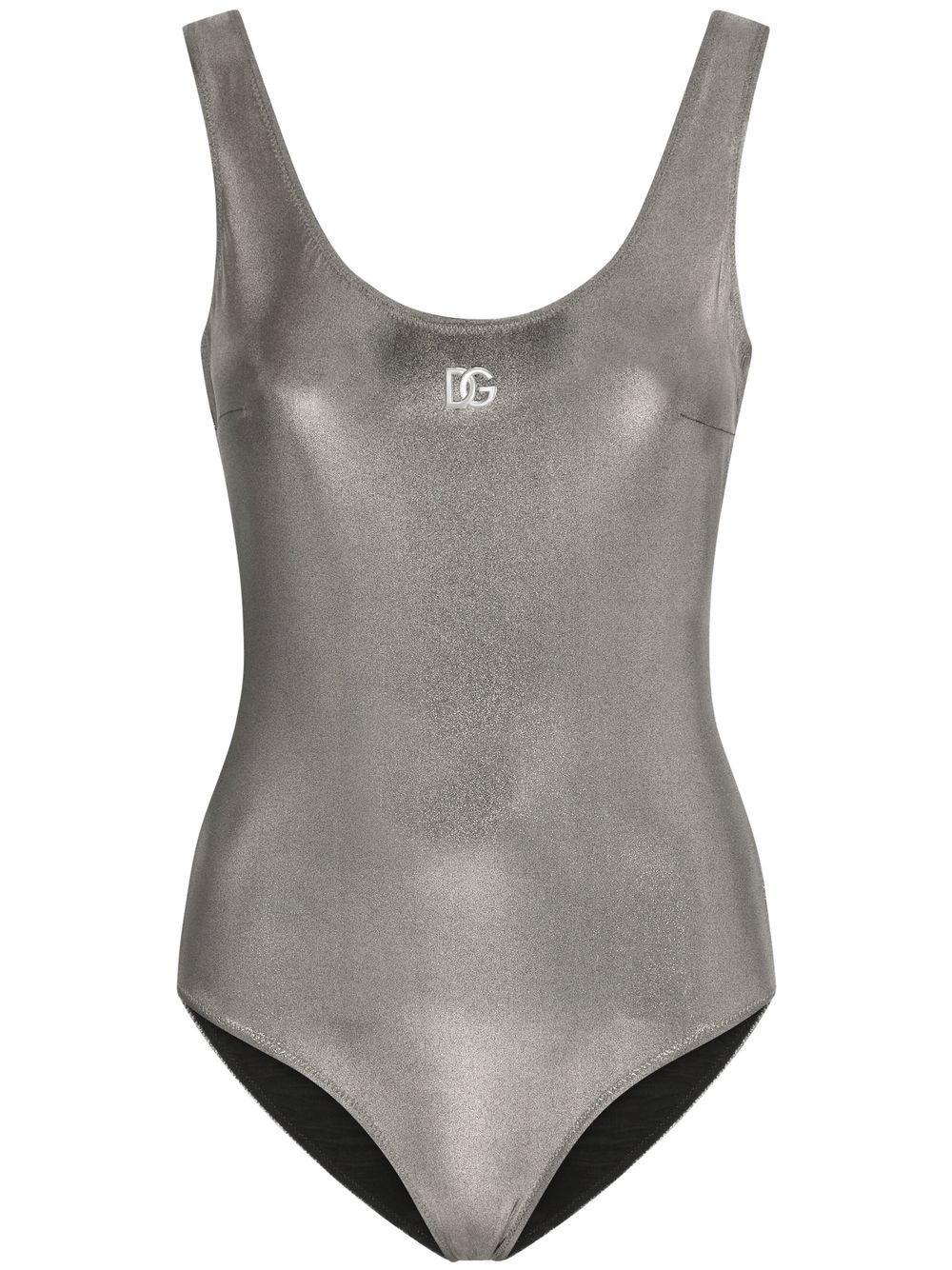 Dolce & Gabbana KIM DOLCE&GABBANA foiled-effect racer swimsuit - Silver von Dolce & Gabbana