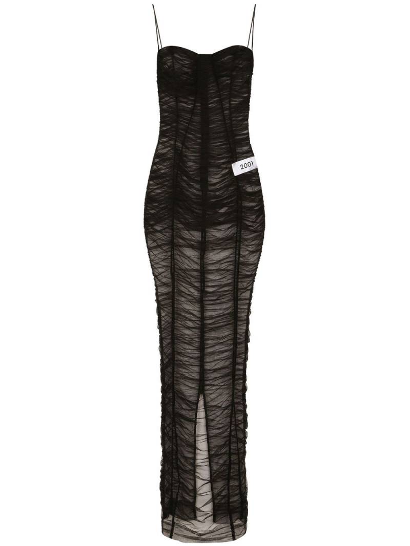 Dolce & Gabbana KIM DOLCE&GABBANA gathered-detail sheer maxi dress - Black von Dolce & Gabbana