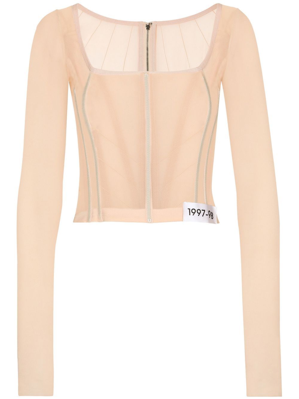 Dolce & Gabbana KIM DOLCE&GABBANA long-sleeve sheer corset top - Neutrals von Dolce & Gabbana