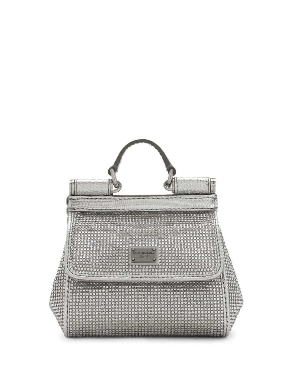 Dolce & Gabbana KIM DOLCE&GABBANA mini Sicily satin top-handle bag - Silver von Dolce & Gabbana