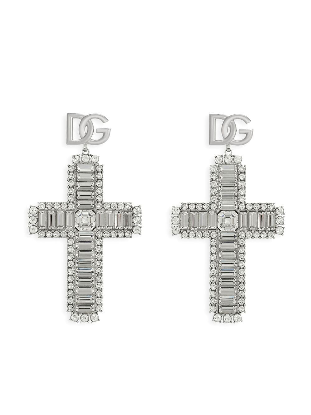 Dolce & Gabbana KIM DOLCE&GABBANA rhinestone-embellished cross earrings - Silver von Dolce & Gabbana