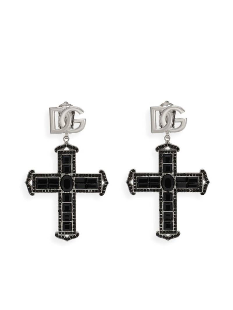 Dolce & Gabbana KIM DOLCE&GABBANA rhinestone-embellished cross earrings - Silver von Dolce & Gabbana