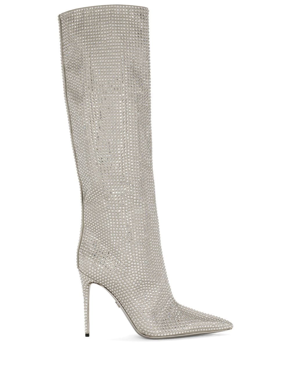 Dolce & Gabbana KIM DOLCE&GABBANA rhinestone-embellished satin boots - Silver von Dolce & Gabbana