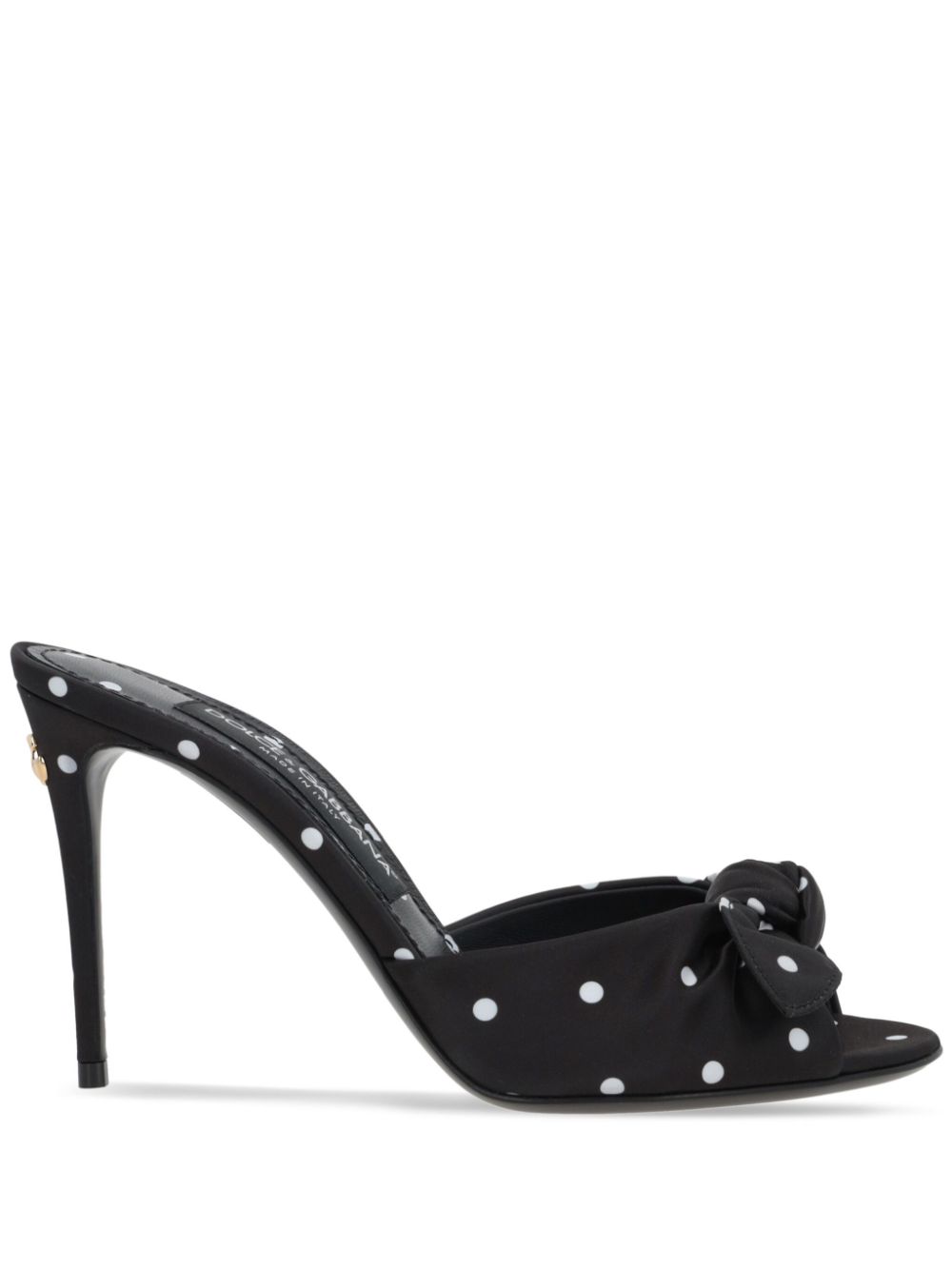 Dolce & Gabbana Keira 90mm polka-dot satin mules - Black von Dolce & Gabbana