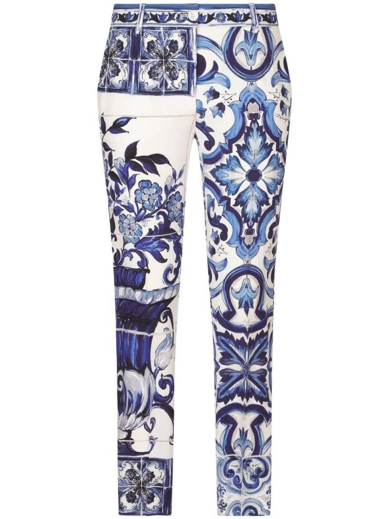 Dolce & Gabbana Maiolica-print tailored trousers - Blue von Dolce & Gabbana