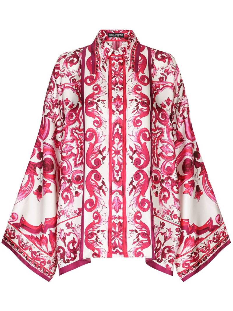 Dolce & Gabbana Majolica-print batwing-sleeve shirt - Pink von Dolce & Gabbana