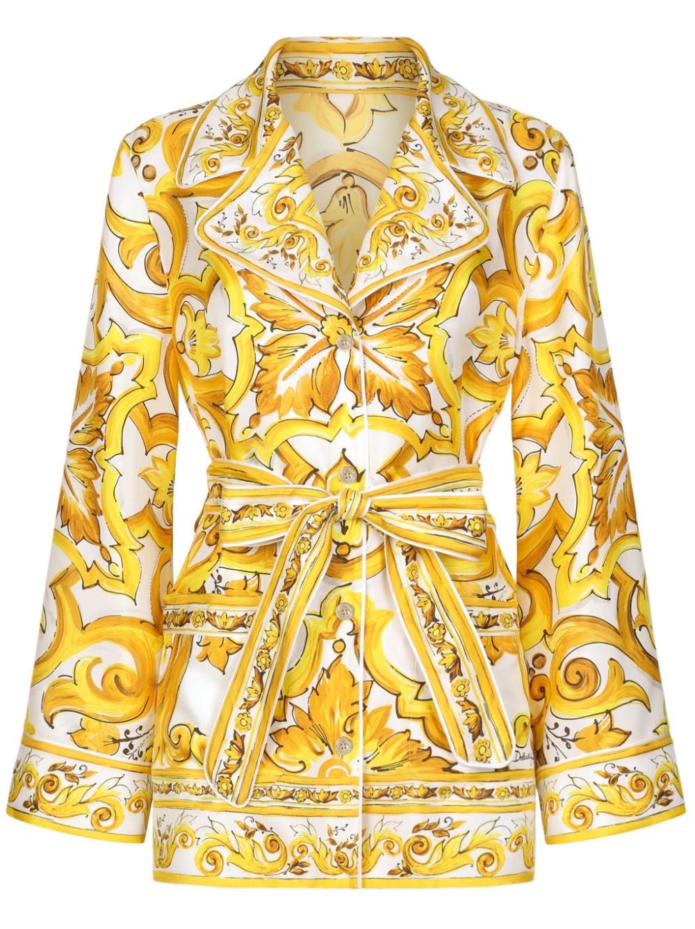 Dolce & Gabbana Majolica-print belted shirt - Yellow von Dolce & Gabbana